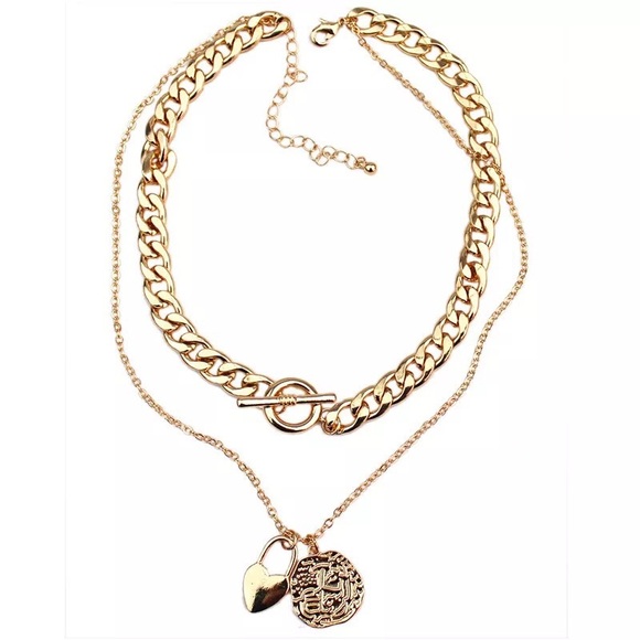 Gold Multi Layer Cuban Link  Necklace - Picture 3 of 5